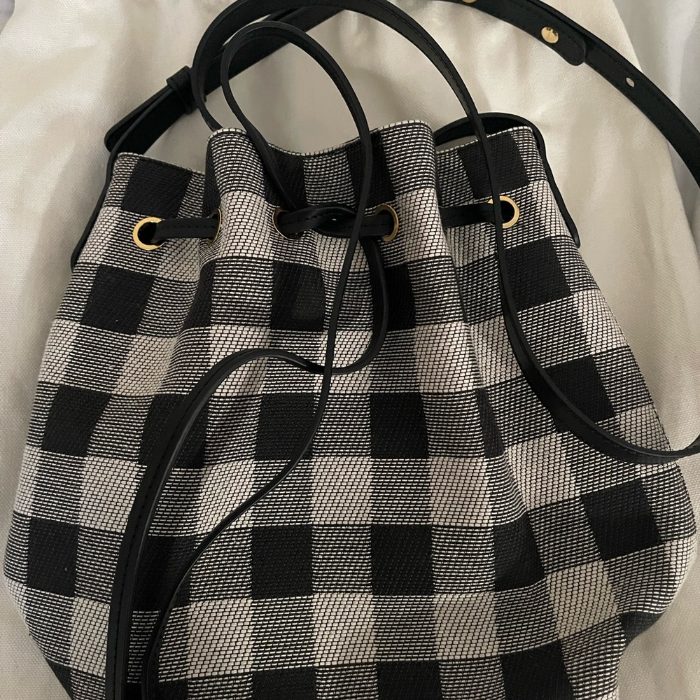 Mansur Gavriel Black and White Checkered Bucket Bag